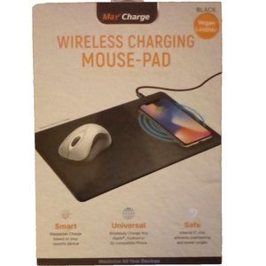 Max Charge Vegan Leather Wireless Charging Mouse Pad - Black Cruelty Free